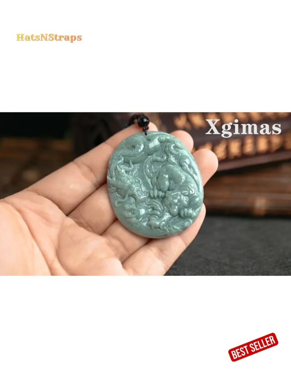 Natural Jade Hand-Carved Dragon Tiger Pendant Necklace Men Women Gift